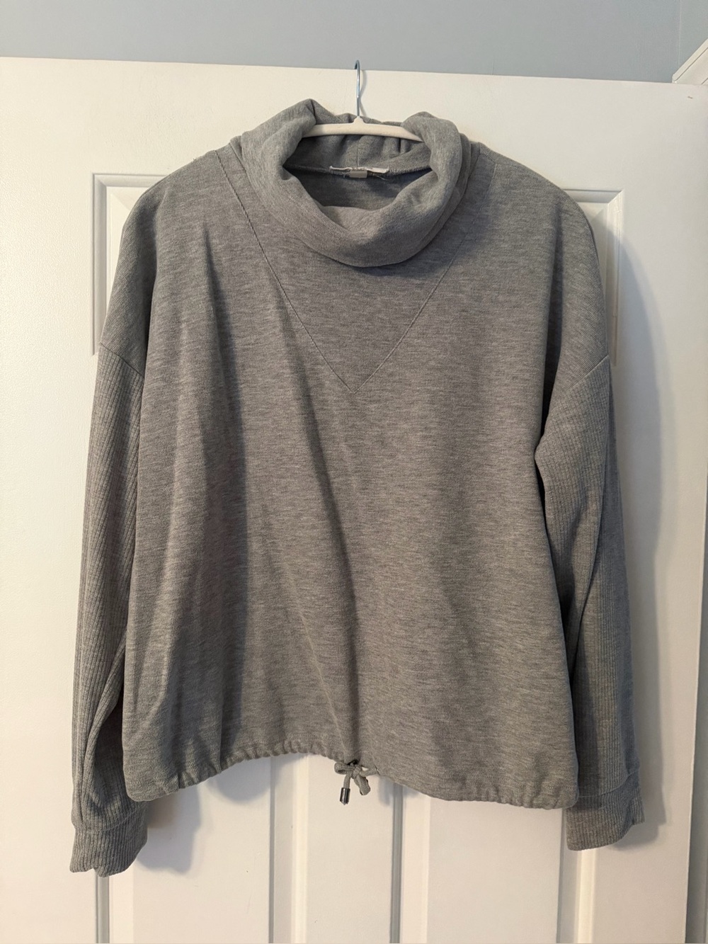 Cowl Neck Drawstring Hem Sweatshirt